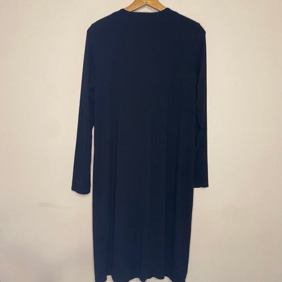 J Jill Black Long Open Sweater Cardigan Teacher Long Sleeve Tie Front Medium - Picture 7 of 12